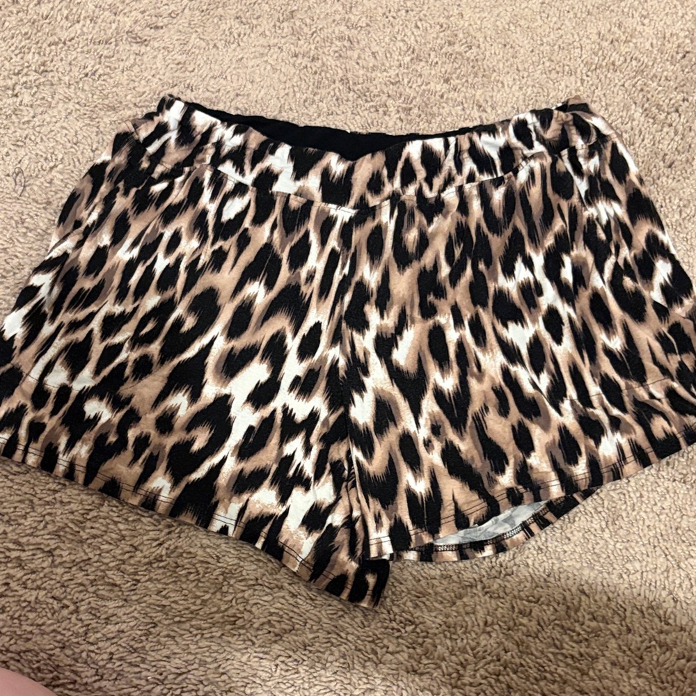 Soma Leopard Print Sleep Shorts in Tan, Black & White